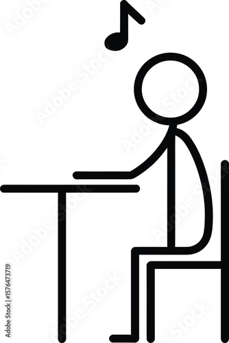Music Study Icon – Stick Figure with Musical Note