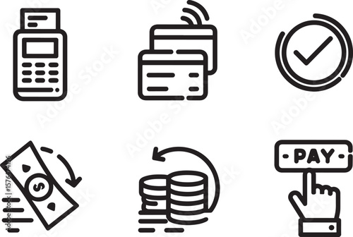 Streamlined Payment Icons POS, Cards, Transactions, and More