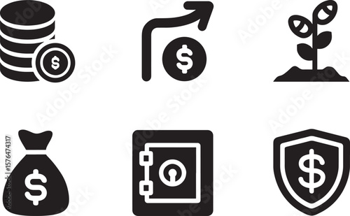 Financial Growth Icons Investment, Savings, and Security
