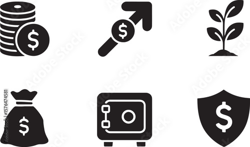 Financial Growth Icons Investment, Savings, and Security
