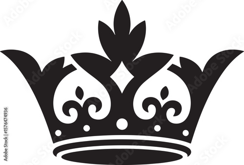 Black Crown Vector Illustration on White Background