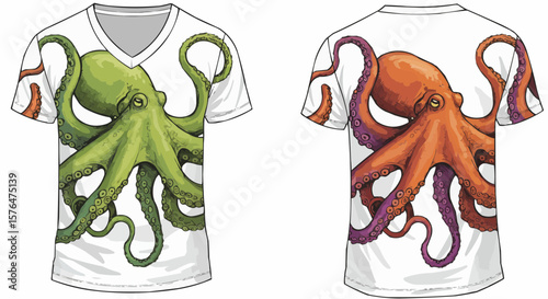 Stylish t-shirts with octopus design.
