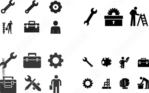 Mechanic tools and repair service icons set vector illustration design elements