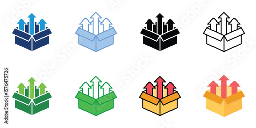 Unboxing Icons Set Vector Multiple Style Collection