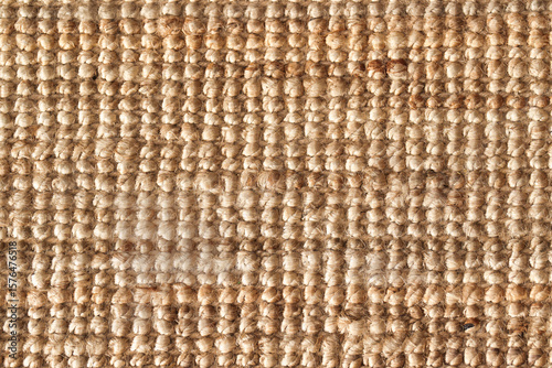 Close-up texture of natural fiber woven jute rug