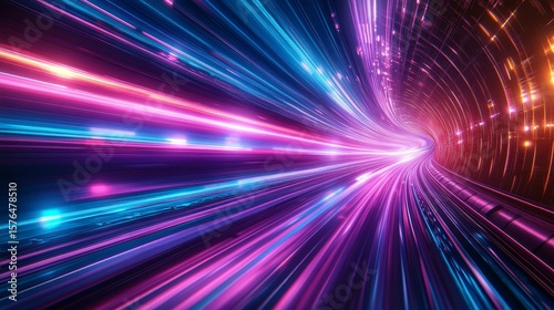 dynamic light effect with purple and blue rays, resembling the high-speed motion