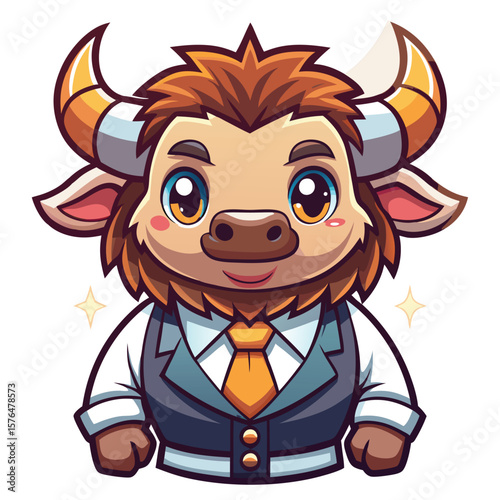Cute bull mascot in a suit