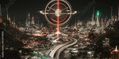 Futuristic city powered by smart city generated by mid journey 