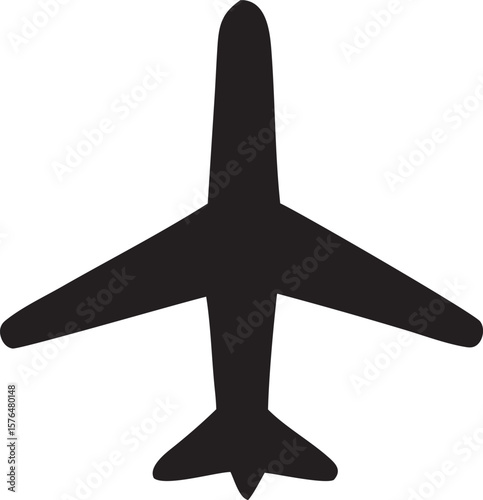 Silhouette of a modern jet airplane in flight isolated on a white background