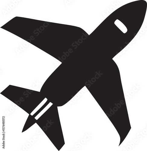 Silhouette of a modern jet airplane in flight isolated on a white background