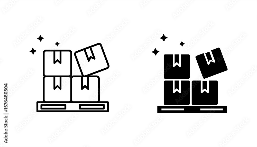 pallet line icon set. vector illustration, pictogram isolated on white background. color editable
