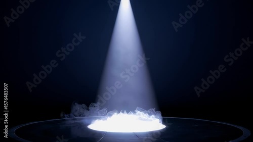 Spotlight Stage with Blue and Black Background with white smoke