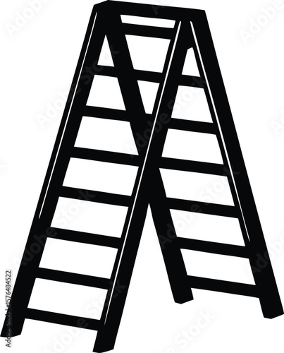 heavy duty step ladder silhouette vector illustration