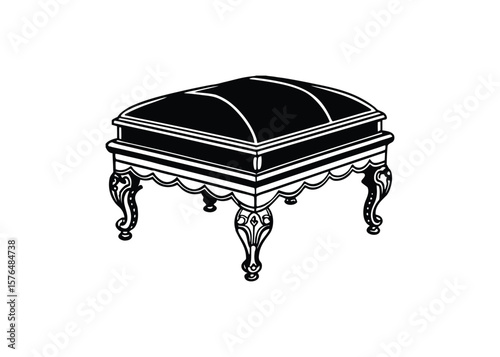 Silhouette of ottoman table isolated on a white background