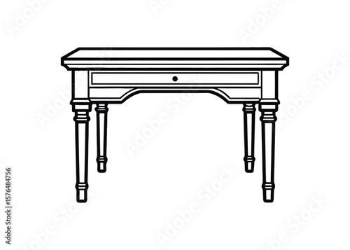 Silhouette of parsons table isolated on a white background