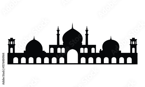 Isfahan City Skyline Silhouette, Vector, Illustration, Line Art, Icon, Logo, White Background.