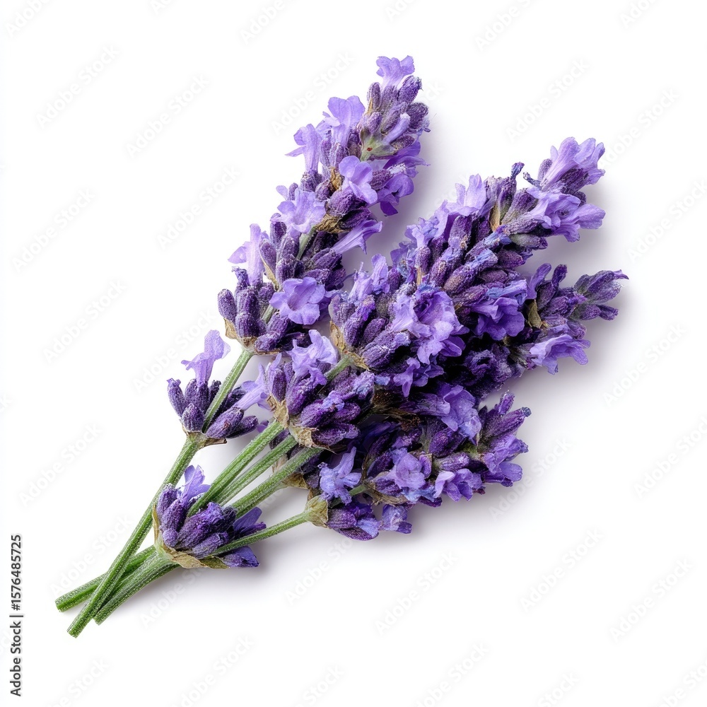 Fototapeta premium Lavender flowers on a white background highlighting nature's beauty and tranquility