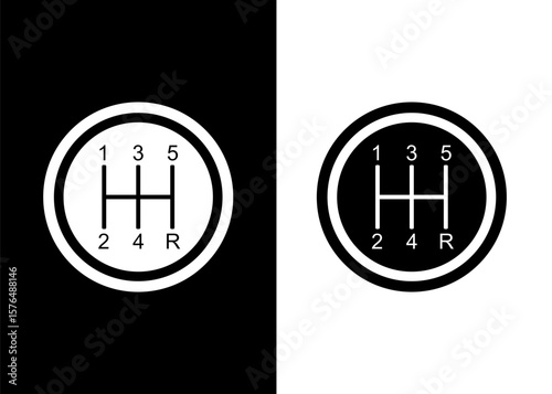 Manual car transmission or gear shifter vector stock illustration.