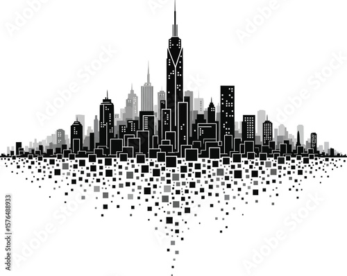 Abstract Silhouette of a Modern City Skyline