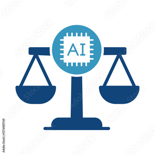  Ethical Dilemma Icon – Scales Representing the Conflicting Ethical Choices in AI Decision-Making and Design. Flat Vector Illustration.