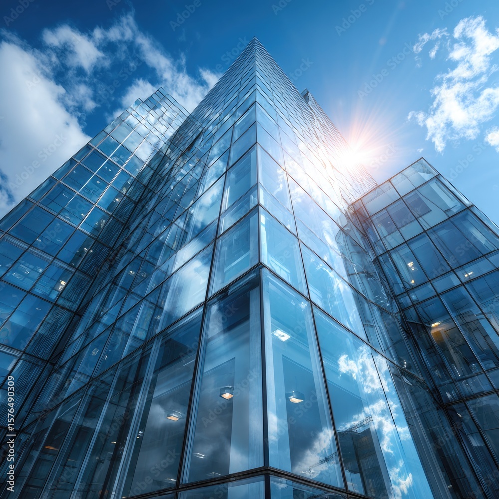 Fototapeta premium Glass Skyscraper with Sunlight