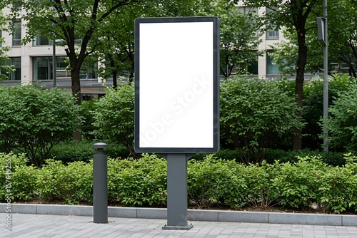 Outdoor Digital Billboard Mockup: Blank Ad Display in Urban Park Setting