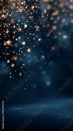Stars and Lights Create a Magical Atmosphere in a Dark Setting During a Festi...