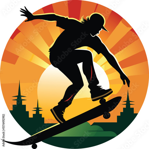 skeateboard silhouette vector