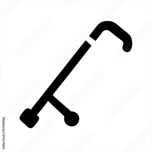 Depicts a walking cane mobility aid silhouette vector illustration
