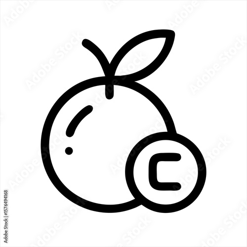 Outline orange fruit vitamin c supplement silhouette vector illustration