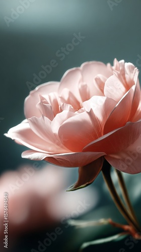 Delicate Pink Rose Blooms in Soft Light With Blurred Floral Background