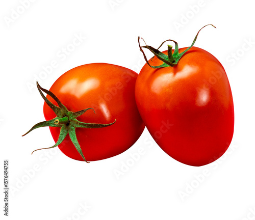 Ripe Italian Roma Tomato on Transparent Background