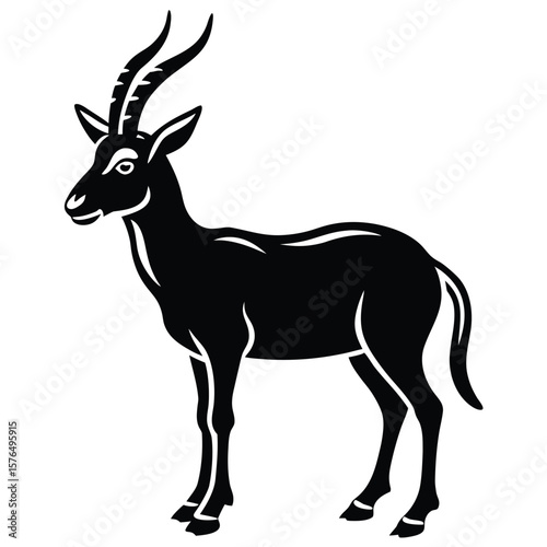 Black silhouette of a majestic markhor standing alert animal wildlife
