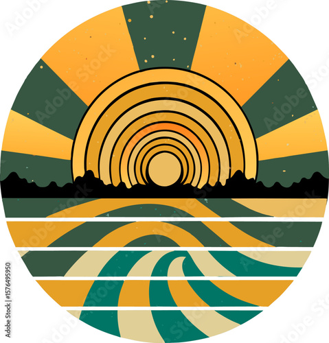 vector illustration of retro summer sun 