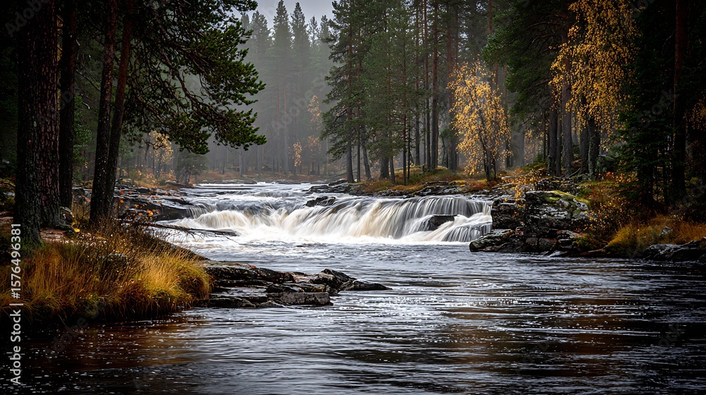 Waterfall in Forest Landscape Waterfall in Forest Landscape