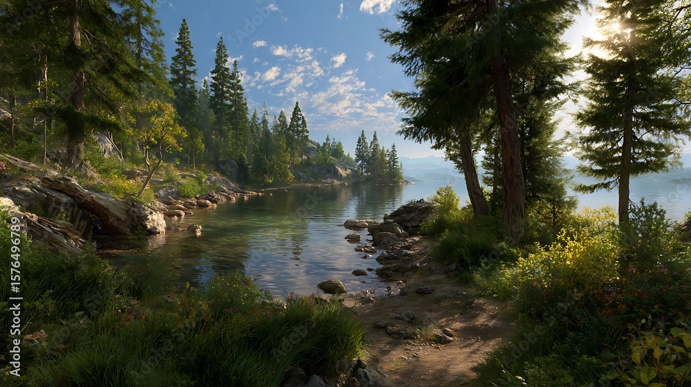 Lake Landscape with Trees and Clear Water Lake Landscape with Trees and Clear Water