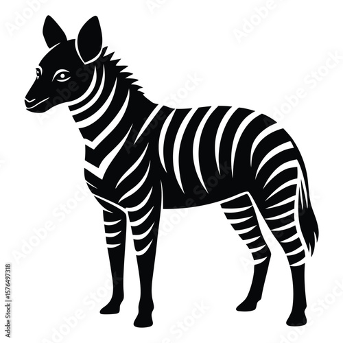 Black vector silhouette of a striped equine animal zebra wildlife