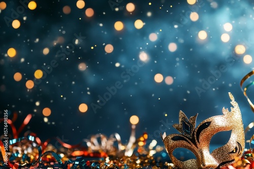 Celebration Atmosphere With Sparkly Mask and Confetti During a Festive Event ...