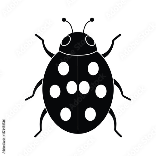 Ladybug with spots insect bug animal silhouette vector illustration