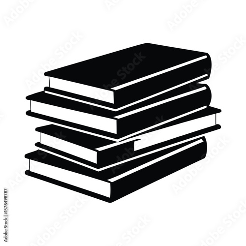 Stack minimalist of several books in a pile silhouette vector illustration