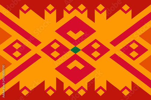Bold Colors in an Ethnic Tribal Pattern Vector Background
