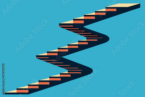 Surreal Endless Staircase Twisting into the Sky