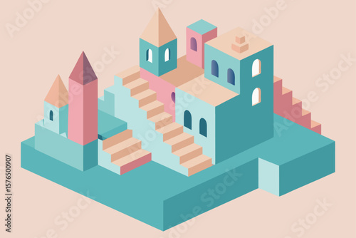 Mismatched Architecture in a Flat Isometric Dream Town