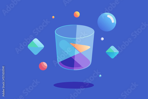 Glass Morphism Effect on Floating Translucent Shapes
