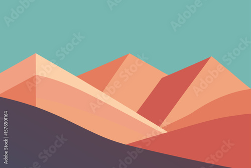 3D Folded Paper Landscape with Gradient Hills