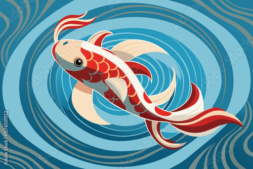 Radial Motion of Koi Fish Swimming Over Layered Water