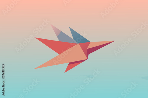 Flying Abstract Origami Animals Across a Gradient Sky