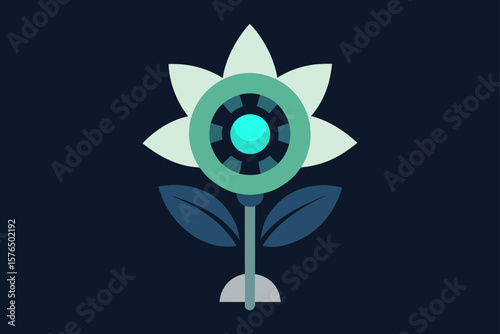 Mechanical Flower with Gear Petals Opening Under a Light