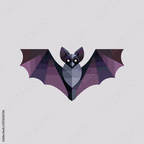 Polygonal bat illustration with wings spread in dark colors  