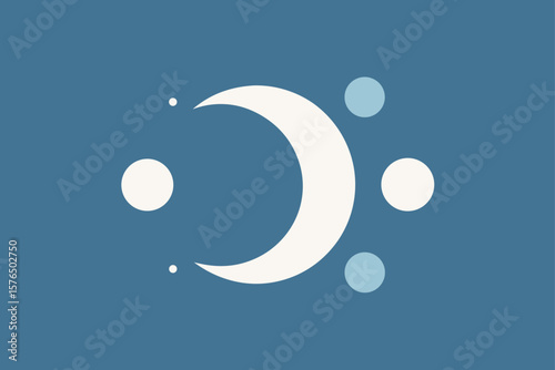 Minimalist Icons of the Moon Phases Cycle